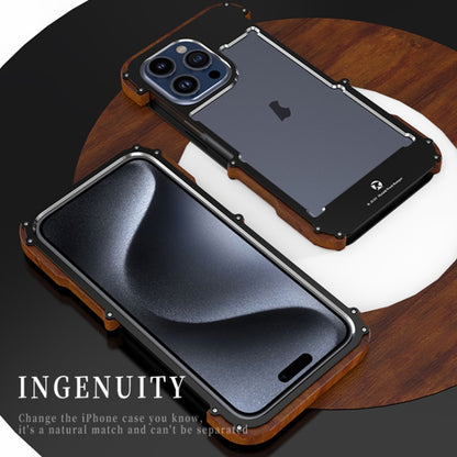 For iPhone 15 Pro Max R-JUST Ironwood Generation Metal Hybrid Wood Phone Case - iPhone 15 Pro Max Cases by R-JUST | Online Shopping UK | buy2fix