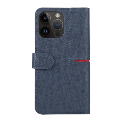 For iPhone 15 Pro GEBEI Top-grain Horizontal Flip Leather Phone Case(Blue) - iPhone 15 Pro Cases by GEBEI | Online Shopping UK | buy2fix