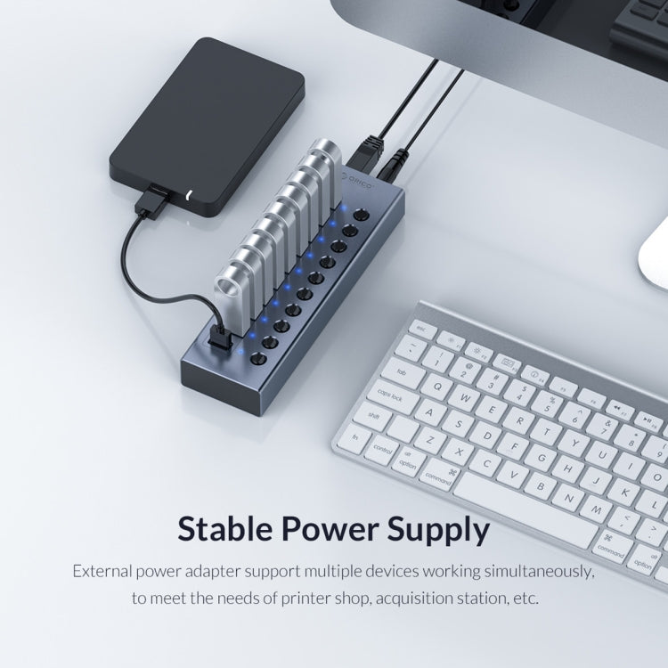 ORICO BT2U3-7AB-GY-BP 7 Ports USB 3.0 HUB with Individual Switches(AU Plug) - USB 3.0 HUB by ORICO | Online Shopping UK | buy2fix