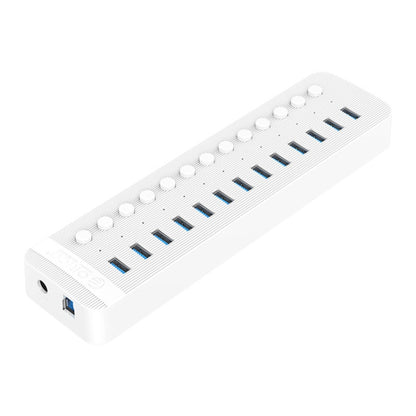 ORICO CT2U3-13AB Plastic Stripes 13 Ports USB 3.0 HUB with Individual Switches, Plug:AU Plug(White) - USB 3.0 HUB by ORICO | Online Shopping UK | buy2fix