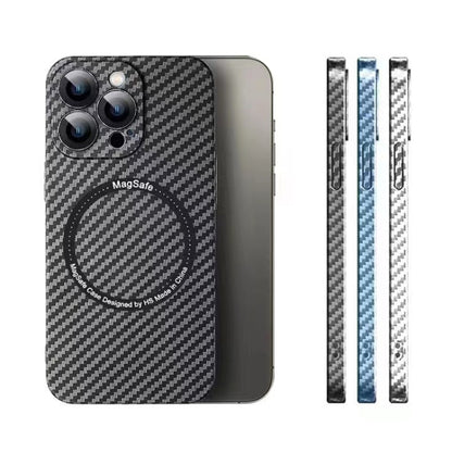 For iPhone 13 Pro MagSafe Magnetic PC Carbon Fiber Phone Case with Lens Film(Black) - iPhone 13 Pro Cases by buy2fix | Online Shopping UK | buy2fix