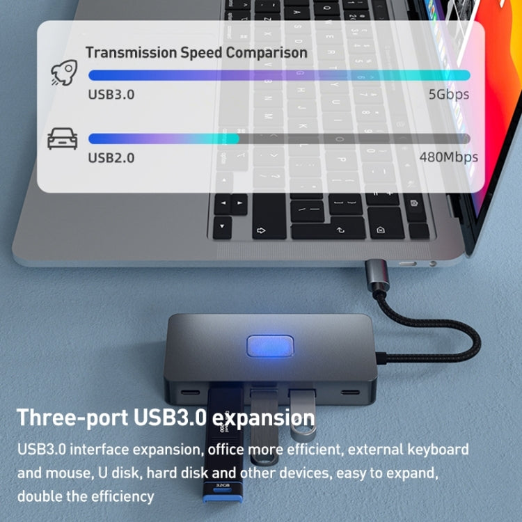 BYL-2312 Type-C to HDMI 4K 30Hz + USB3.0 + PD100W Docking Station HUB - USB HUB by buy2fix | Online Shopping UK | buy2fix