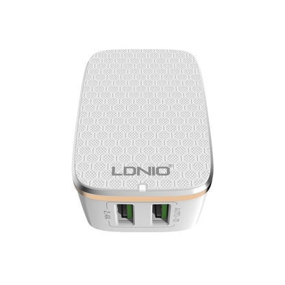 LDNIO A2204 2 in 1 12W Dual USB Interface Travel Charger Mobile Phone Charger with 8 Pin Data Cable, EU Plug - USB Charger by LDNIO | Online Shopping UK | buy2fix