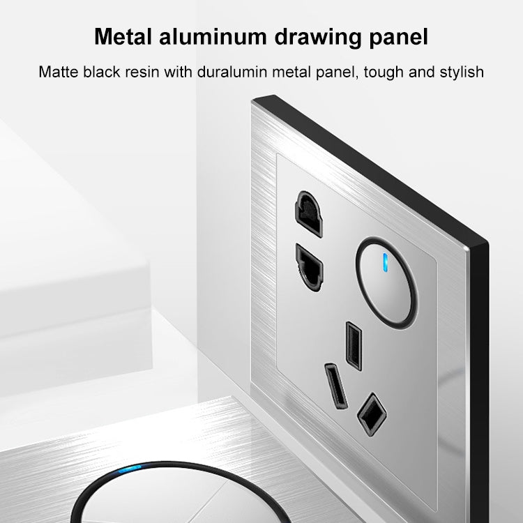 86mm Gray Aluminum Wire Drawing LED Switch Panel, Style:Telephone Socket - Consumer Electronics by buy2fix | Online Shopping UK | buy2fix