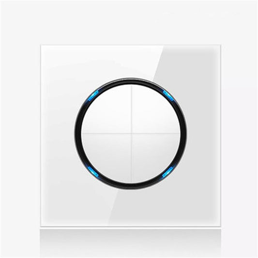 86mm Round LED Tempered Glass Switch Panel, White Round Glass, Style:Four Open Dual Control - Consumer Electronics by buy2fix | Online Shopping UK | buy2fix