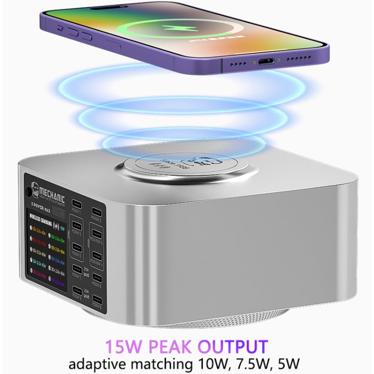 Mechanic X-Power Series Multiport Digital Display USB Charger Station with Wireless Charging, Total Power:300W(US Plug) - Dock Charger by MECHANIC | Online Shopping UK | buy2fix