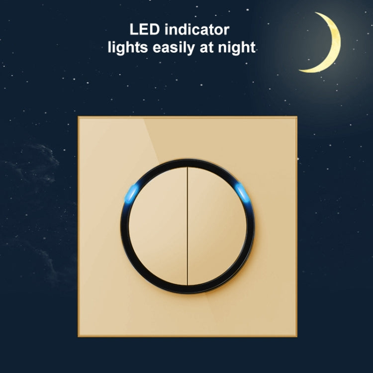 86mm Round LED Tempered Glass Switch Panel, Gold Round Glass, Style:One Billing Control - Switch by buy2fix | Online Shopping UK | buy2fix