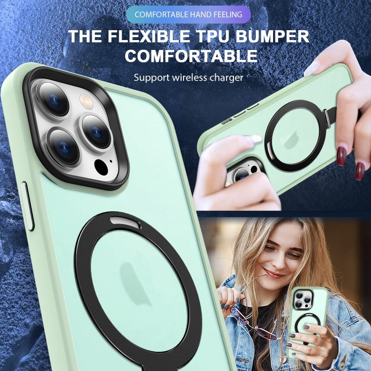 For iPhone 14 Pro MagSafe Holder Skin-feel PC Hybrid TPU Phone Case(Matcha Green) - iPhone 14 Pro Cases by buy2fix | Online Shopping UK | buy2fix