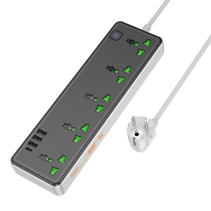 hoco AC13A Talento 5-position Socket with USB-C+3USB Ports, Cable Length: 1.5m, EU Plug(Black) - Extension Socket by hoco | Online Shopping UK | buy2fix