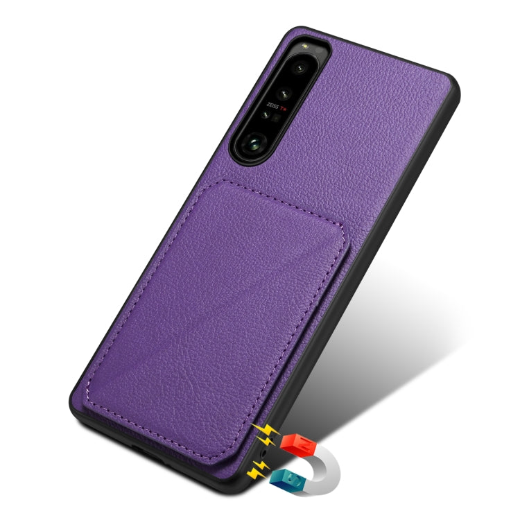 For Sony Xperia 5 III Denior Imitation Calf Leather Back Phone Case with Holder(Purple) - Sony Cases by Denior | Online Shopping UK | buy2fix