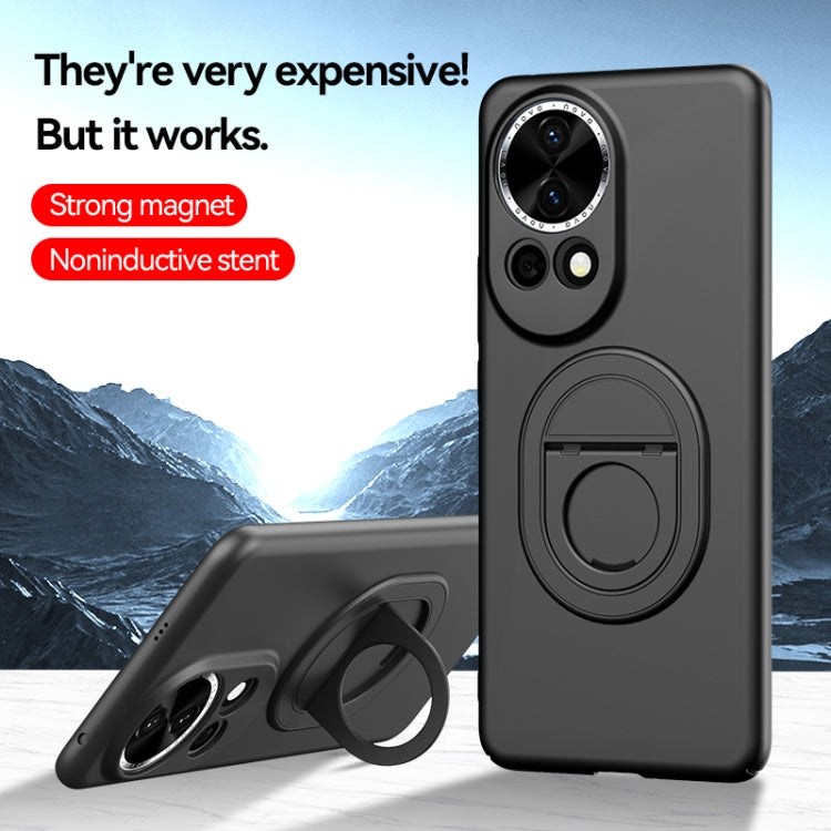 For Huawei nova 12 Magsafe Hidden Fold Holder Full Coverage Shockproof Phone Case(Black) - Huawei Cases by buy2fix | Online Shopping UK | buy2fix