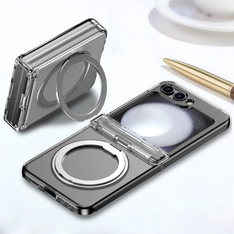 For Samsung Galaxy Z Flip5 5G 360 Degree Stand MagSafe Magnetic All-inclusive Phone Case(Transparent) - Galaxy Z Flip5 Cases by buy2fix | Online Shopping UK | buy2fix