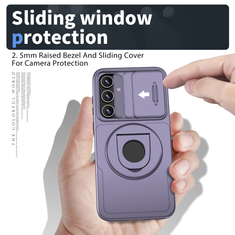 For Samsung Galaxy S23 5G Camshield MagSafe Ring Holder Armor Phone Case(Puple) - Galaxy S23 5G Cases by buy2fix | Online Shopping UK | buy2fix