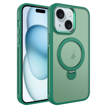 For iPhone 15 Plus MagSafe Magnetic Holder Breathable Phone Case(Green) - iPhone 15 Plus Cases by buy2fix | Online Shopping UK | buy2fix