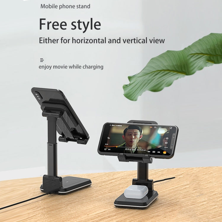 T6 2 in 1 Portable Folding Stand Wireless Charging, Style:Single Charge(Black) - Apple Accessories by buy2fix | Online Shopping UK | buy2fix