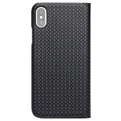 For iPhone X / XS QIALINO Grid Texture Horizontal Flip Leather Case  with Smart View Window & Sleep / Wake-up Function(Black) - More iPhone Cases by QIALINO | Online Shopping UK | buy2fix