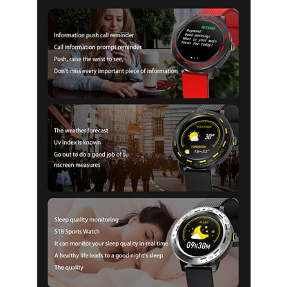 S18 1.3 inch TFT Screen IP67 Waterproof Smart Watch Bracelet, Support Sleep Monitor / Heart Rate Monitor / Blood Pressure Monitoring(Black Yellow) - Smart Wear by buy2fix | Online Shopping UK | buy2fix