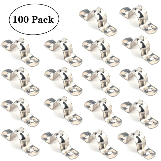 100 PCS M16 304 Stainless Steel Hole Tube Clips U-tube Clamp Connecting Ring Hose Clamp - In Car by buy2fix | Online Shopping UK | buy2fix