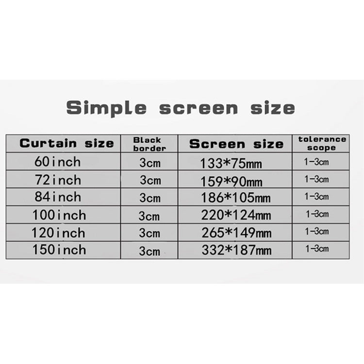 Simple Folding Thin Polyester Projector Film Curtain, Size:84 inch (16:9) Projection Area: 186x105cm - Consumer Electronics by buy2fix | Online Shopping UK | buy2fix