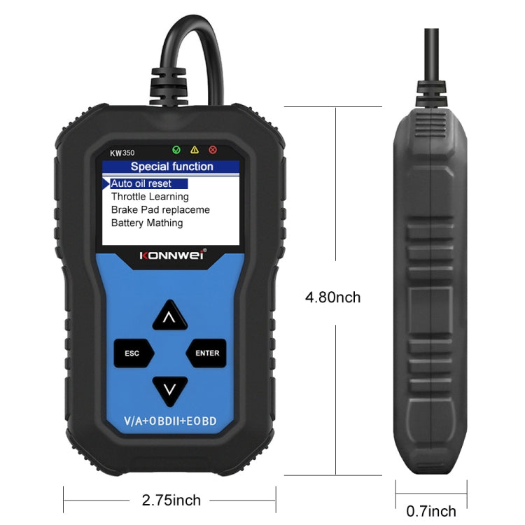 KONNWEI KW350 OBDII 12V Car Diagnostics Detector Scanner with 2 inch Black And White Display Screen V007 for Audi / Volkswagen - In Car by KONNWEI | Online Shopping UK | buy2fix