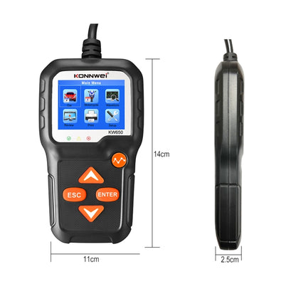 KONNWEI KW650 6V- 12V Car Motorcycle Battery Lawn Mower Detector with 2.4 inch Color Display & Waveform Graph - In Car by KONNWEI | Online Shopping UK | buy2fix