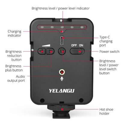 YELANGU LED02 Live Broadcast Micro Film Reporter Interview Recording Microphone Light - Selfie Light by YELANGU | Online Shopping UK | buy2fix