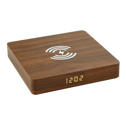 W50 Wooden Clock Wireless Charger (Brown Wood) - Apple Accessories by buy2fix | Online Shopping UK | buy2fix