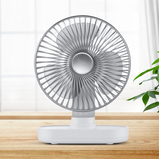 D77 4W Micro USB & USB-C / Type-C Rechargeable Portable Four-speed Adjustable Automatic Head Shaking Desktop Fan(Silver) - Consumer Electronics by buy2fix | Online Shopping UK | buy2fix