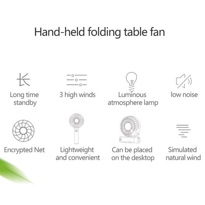 S2 Portable Foldable Handheld Electric Fan, with 3 Speed Control & Night Light (Pink) - Electric Fans by buy2fix | Online Shopping UK | buy2fix