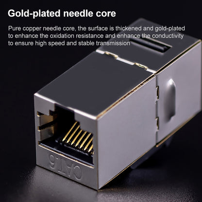 CAT.6 Shielded Pass-through Network Module, Dual Ports Panel + Shielded Pass-through + TV Socket (Gold) - Lan Cable and Tools by buy2fix | Online Shopping UK | buy2fix