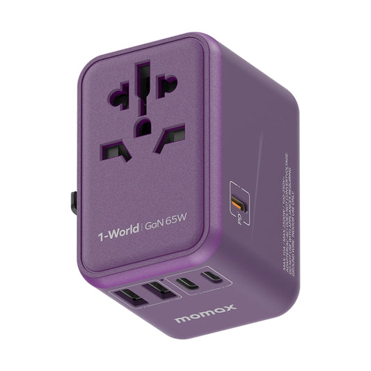 MOMAX 1-World UA8 PD 65W Fast Charger Power Adapter(Purple) -  by MOMAX | Online Shopping UK | buy2fix