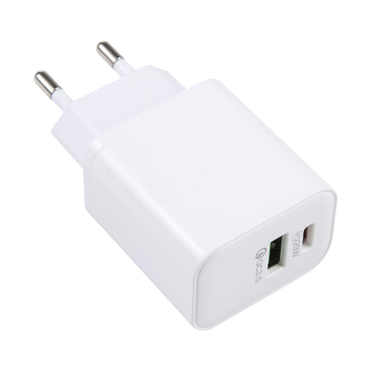 LZ-105A+C PD 20W USB-C/Type-C+QC 3.0 USB Ports Dot Pattern Travel Charger, EU Plug(White) - USB Charger by buy2fix | Online Shopping UK | buy2fix