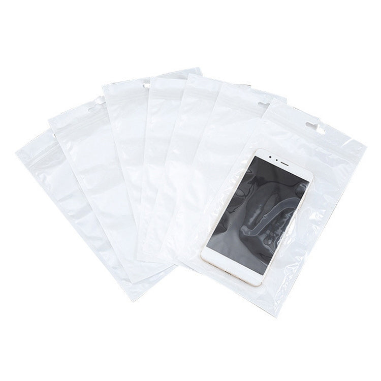 100 PCS 13cm x 24cm Hang Hole Clear Front White Pearl Jewelry Zip Lock Packaging Bag, Custom Printing and Size are welcome -  by buy2fix | Online Shopping UK | buy2fix