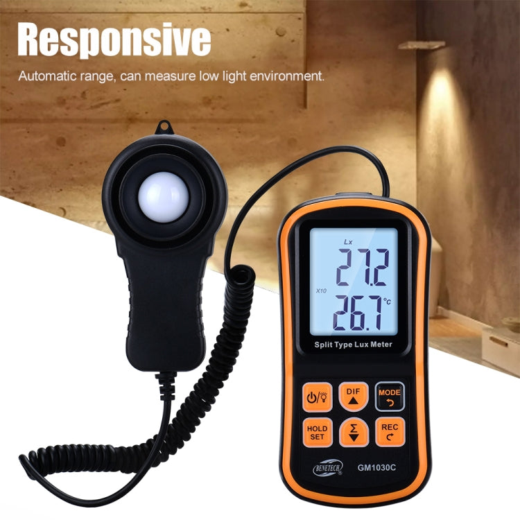 BENETECH GM1030C Portable Split Digital Illuminometer LUX Meter - Light & Sound Meter by BENETECH | Online Shopping UK | buy2fix