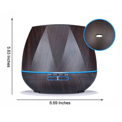 Diamond Wood Grain Remote Control Ultrasonic Humidifier Aromatherapy Machine Automatic Alcohol Sprayer with LED Lights, Capacity: 400mL, UK Plug (Light Wood Color) - Home & Garden by buy2fix | Online Shopping UK | buy2fix