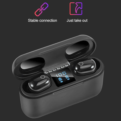 Dt-18 Wireless Two Ear Bluetooth Headset With 2000mAh Charging Cabin & Touch & Intelligent Magnetic Suction Charging (Black) - Bluetooth Earphone by buy2fix | Online Shopping UK | buy2fix