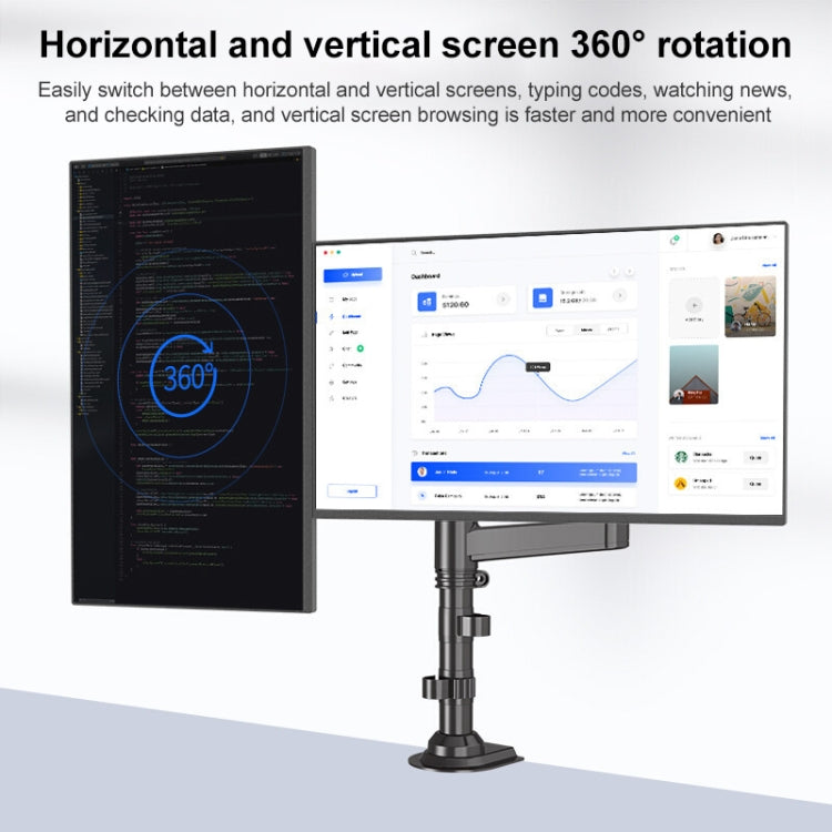 NB H180 Column Type Dual-screen Monitor Holder Desktop Rotating Lifting Computer Monitor Base Hanger (Black) - Desktop Holder by buy2fix | Online Shopping UK | buy2fix