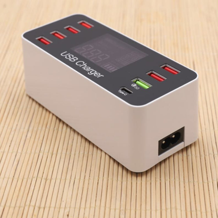 A9+ Multi-function AC 100V~240V 8 Ports USB Digital Display LCD Detachable Charging Station Smart Charger,Support QC3.0(White) - Multifunction Charger by buy2fix | Online Shopping UK | buy2fix