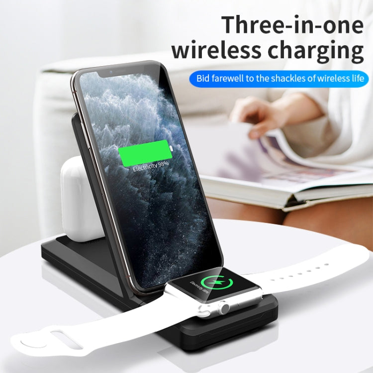 H6 3 in 1 Portable Folding Wireless Charger for iPhone + iWatch + AirPods(White) - Apple Accessories by buy2fix | Online Shopping UK | buy2fix
