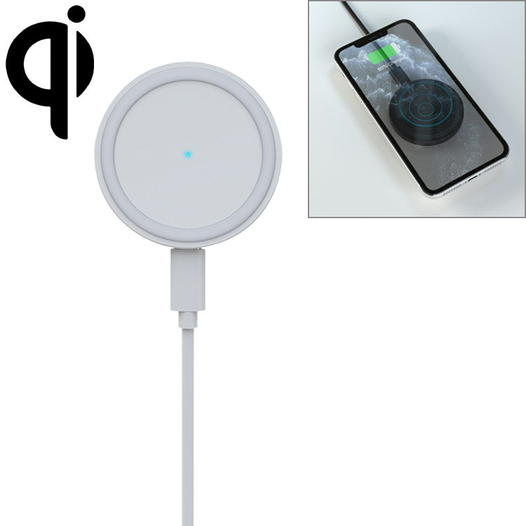 JJT-963 15W QI Standard Round Magsafe Wireless Fast Charge Charger for iPhone 12 Series(White) - Apple Accessories by buy2fix | Online Shopping UK | buy2fix