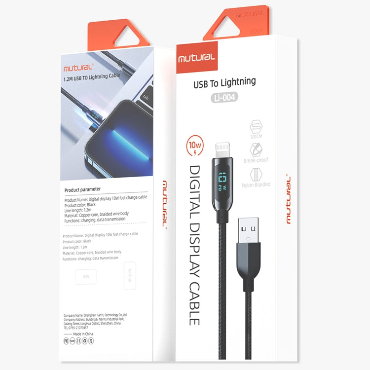 Mutural Li-CC004 1.2m 10W Digital Display USB to 8 Pin Charging Data Cable - Normal Style Cable by Mutural | Online Shopping UK | buy2fix