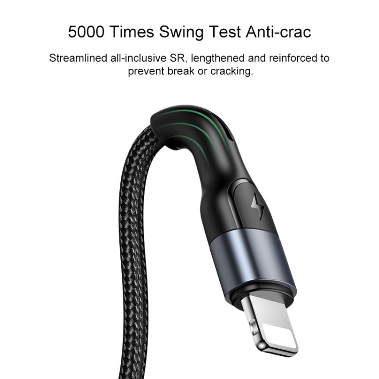 USAMS US-SJ448 U55 2A 8 Pin Aluminum Alloy Weave Charging Cable, Length:1m (Black) - Normal Style Cable by USAMS | Online Shopping UK | buy2fix