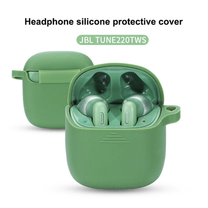 Wireless Earphones Pure Color Silicone Anti-fall Protective Case For JBL TUNE 220TWS(Grass Green) - JBL Earphone Case by buy2fix | Online Shopping UK | buy2fix