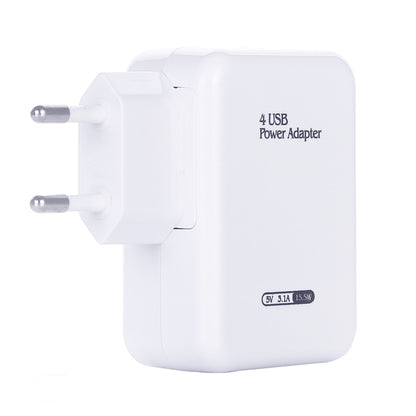 HT-CD03 15.5W 5V 3.1A 4-Port USB Wall Charger Travel Charger, EU Plug (White) - Apple Accessories by buy2fix | Online Shopping UK | buy2fix