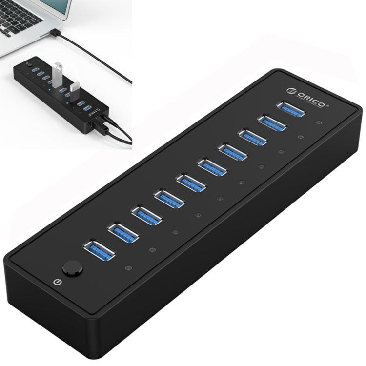 ORICO P10-U3-V1 10 USB 3.0 Ports HUB, Specification: EU Plug - USB HUB by ORICO | Online Shopping UK | buy2fix