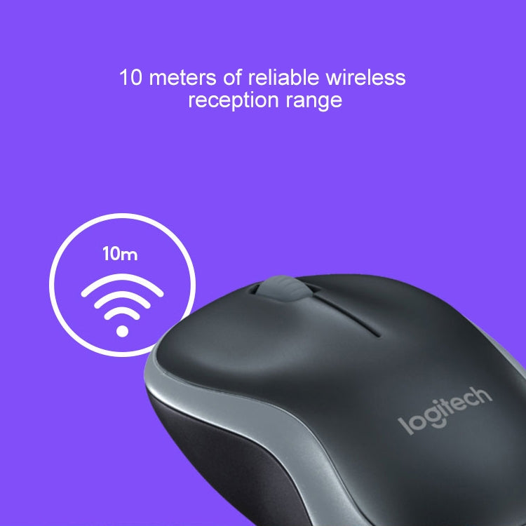 Logitech M186 Wireless Mouse Office Power Saving USB Laptop Desktop Computer Universal(Black Grey) - Wireless Mice by Logitech | Online Shopping UK | buy2fix