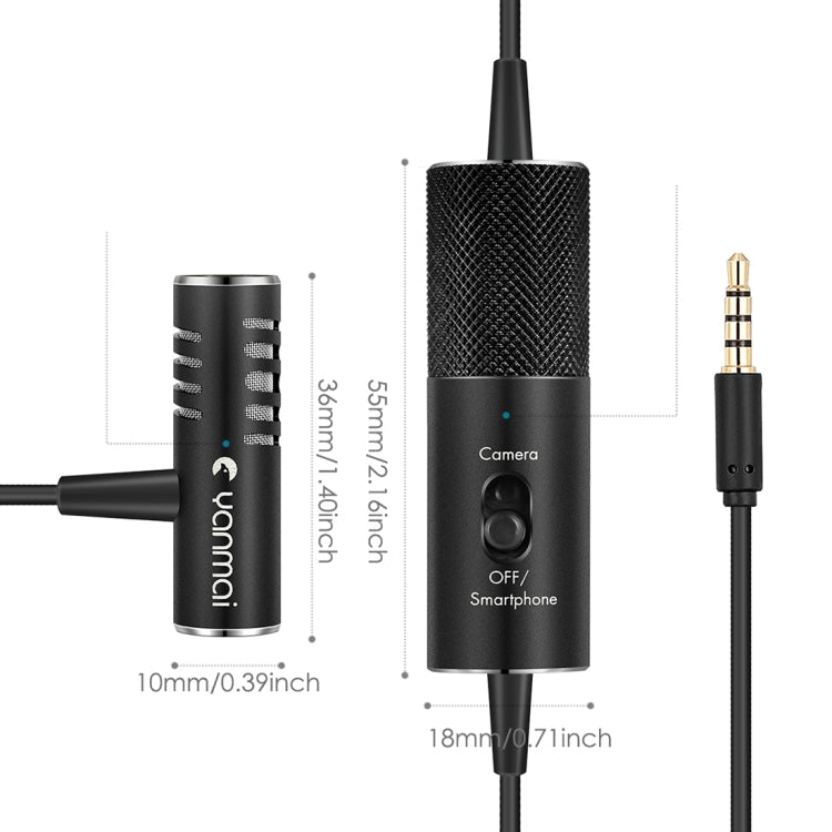 Yanmai R933S Professional Clip-On 3.5mm Plug Lavalier Omni-directional Broadcast Condenser Microphone, For Live Broadcast, Show, KTV, etc - Microphone by Yanmai | Online Shopping UK | buy2fix