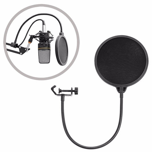 Double-layer Recording Microphone Studio Wind Screen Pop Filter Mask Shield with Clip Stabilizing Arm, For Studio Recording, Live Broadcast, Live Show, KTV, etc(Black) - Consumer Electronics by buy2fix | Online Shopping UK | buy2fix