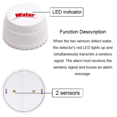 DY-SQ100B Water Leakage Detector with Two Sensors(White) - Security by buy2fix | Online Shopping UK | buy2fix