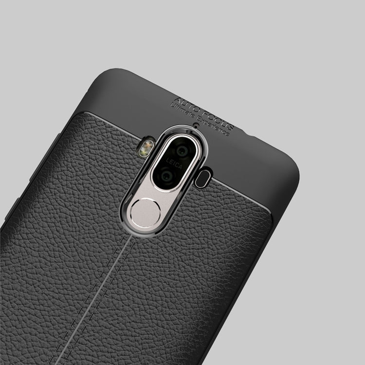 For Huawei  Mate 9 Litchi Texture Full Coverage TPU Protective Back Cover Case (Black) - Mobile Accessories by buy2fix | Online Shopping UK | buy2fix